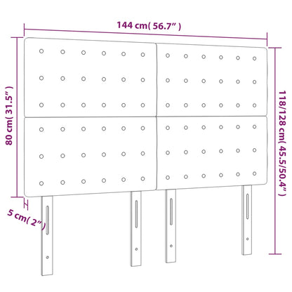 Cabeceira de cama c/ LED veludo 144x5x118/128 cm cinza-escuro