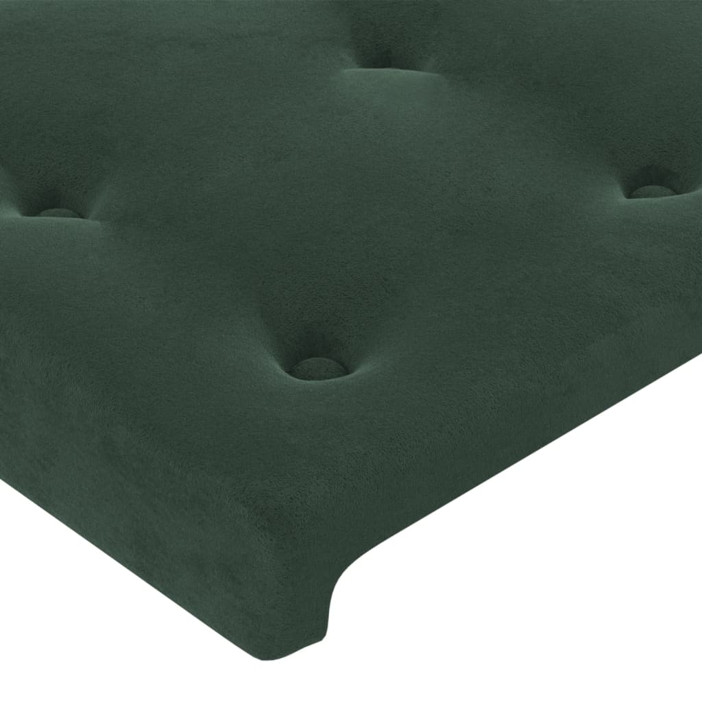 Cabeceira de cama c/ LED veludo 144x5x118/128 cm verde-escuro