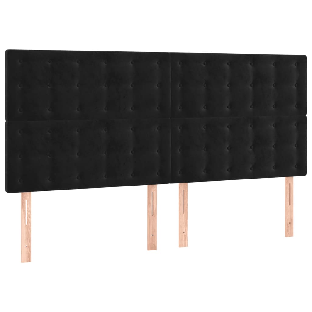 Cabeceira de cama c/ luzes LED veludo 160x5x118/128 cm preto