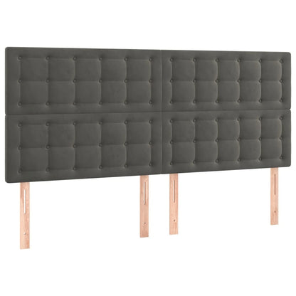 Cabeceira de cama c/ LED veludo 180x5x118/128 cm cinza-escuro