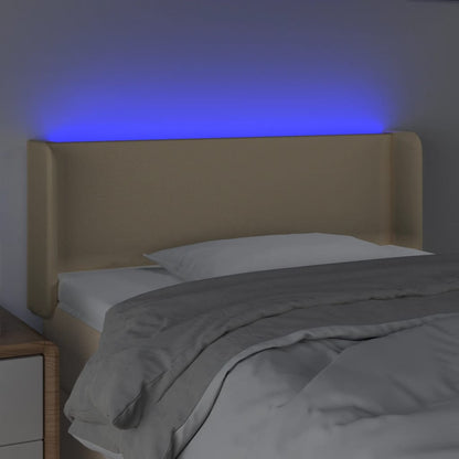 Cabeceira de cama c/ luzes LED tecido 83x16x78/88 cm cor creme