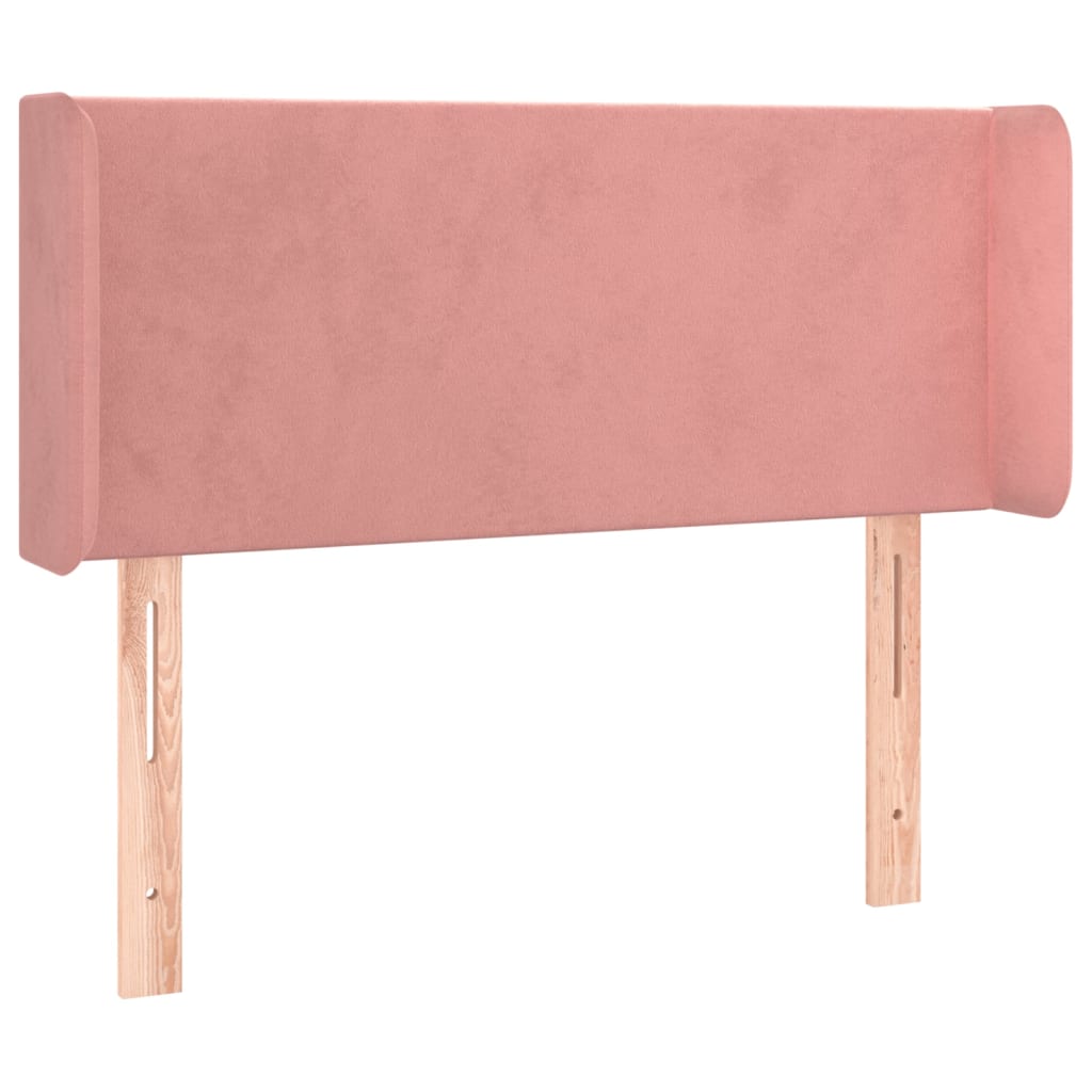 Cabeceira de cama c/ luzes LED veludo 83x16x78/88 cm rosa