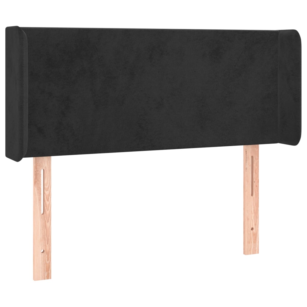 Cabeceira de cama c/ luzes LED veludo 93x16x78/88 cm preto