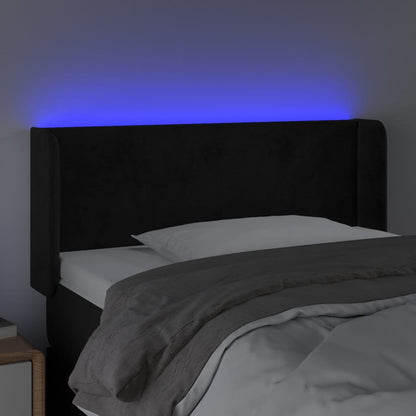 Cabeceira de cama c/ luzes LED veludo 93x16x78/88 cm preto