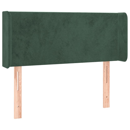 Cabeceira cama c/ luzes LED veludo 93x16x78/88 cm verde-escuro