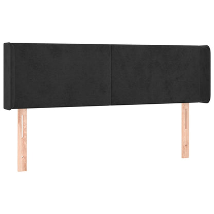 Cabeceira de cama c/ luzes LED veludo 147x16x78/88 cm preto