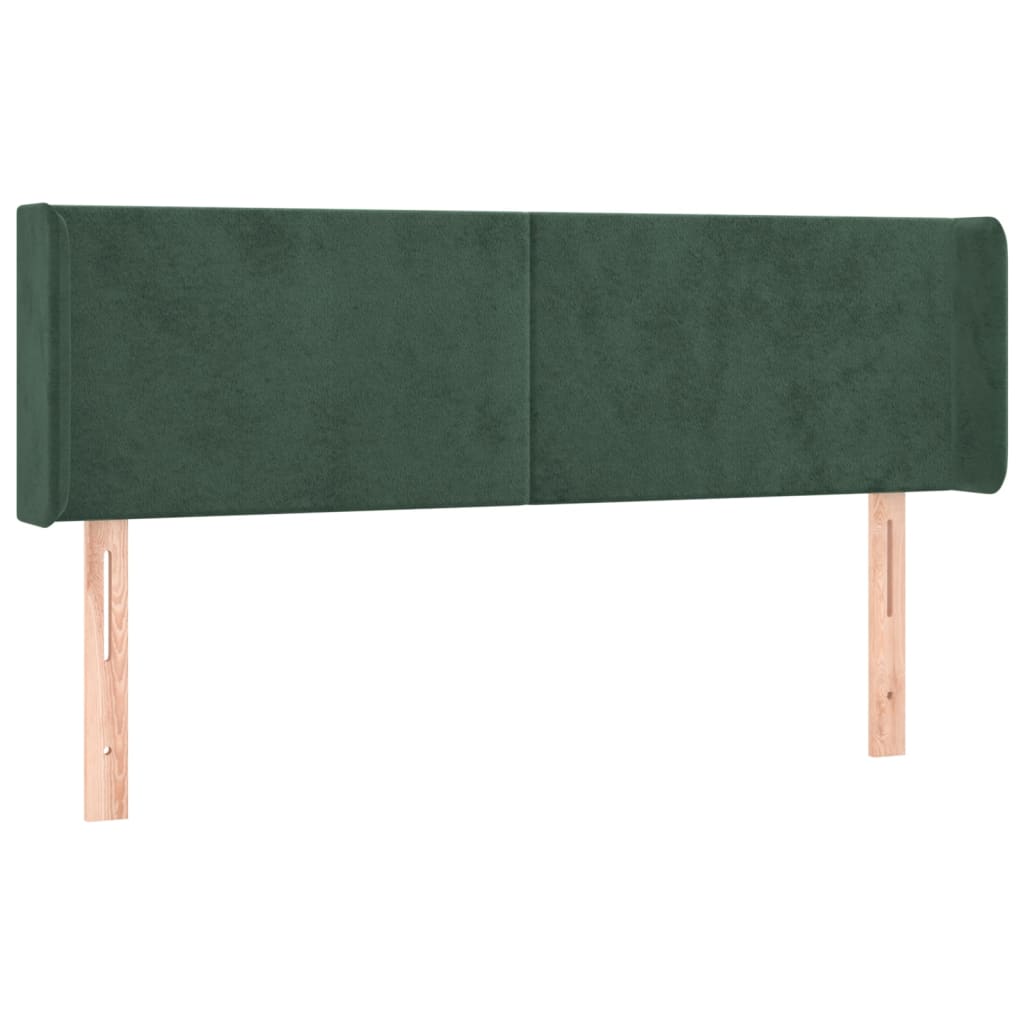 Cabeceira cama c/ luzes LED veludo 147x16x78/88 cm verde-escuro