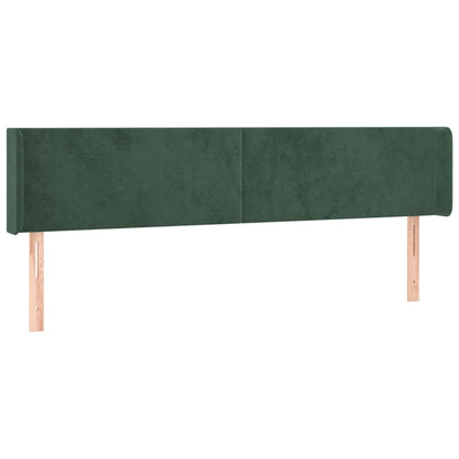 Cabeceira cama c/ luzes LED veludo 163x16x78/88 cm verde-escuro