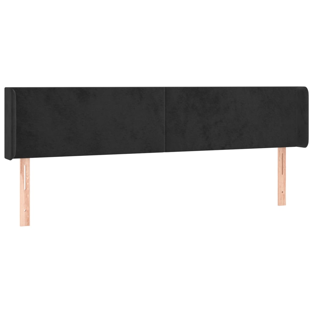 Cabeceira de cama c/ luzes LED veludo 183x16x78/88 cm preto