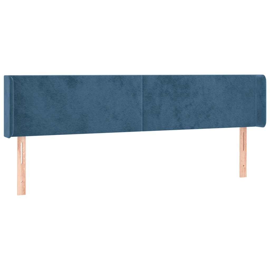 Cabeceira cama c/ luzes LED veludo 183x16x78/88 cm azul-escuro