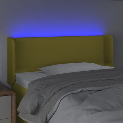 Cabeceira de cama c/ luzes LED tecido 83x16x78/88 cm verde