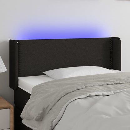 Cabeceira de cama c/ luzes LED tecido 93x16x78/88 cm preto