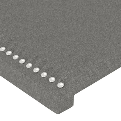 Cabeceira cama c/ luzes LED tecido 103x16x78/88cm cinza-escuro