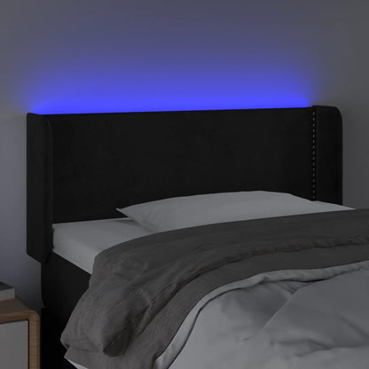 Cabeceira de cama c/ luzes LED veludo 93x16x78/88 cm preto