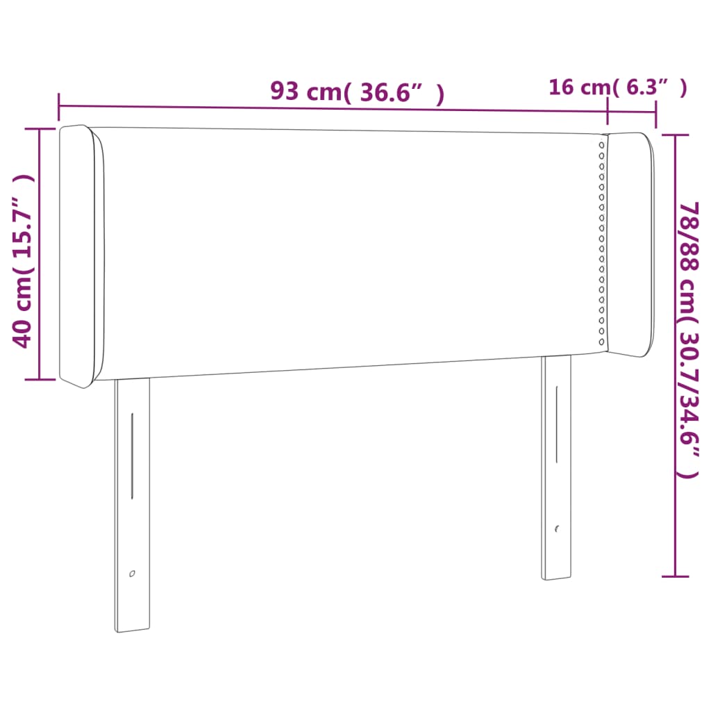 Cabeceira de cama c/ luzes LED veludo 93x16x78/88 cm preto