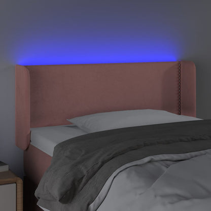 Cabeceira de cama c/ luzes LED veludo 93x16x78/88 cm rosa