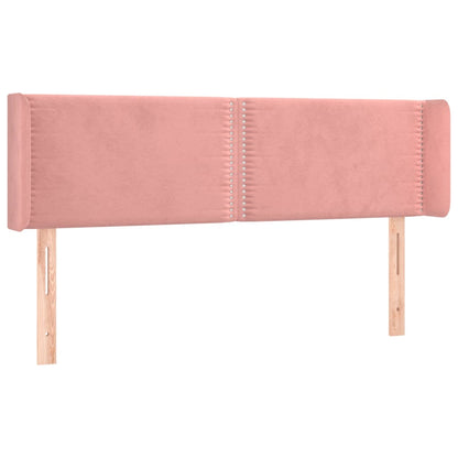 Cabeceira de cama c/ luzes LED veludo 147x16x78/88 cm rosa