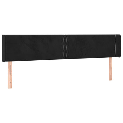 Cabeceira de cama c/ luzes LED veludo 183x16x78/88 cm preto