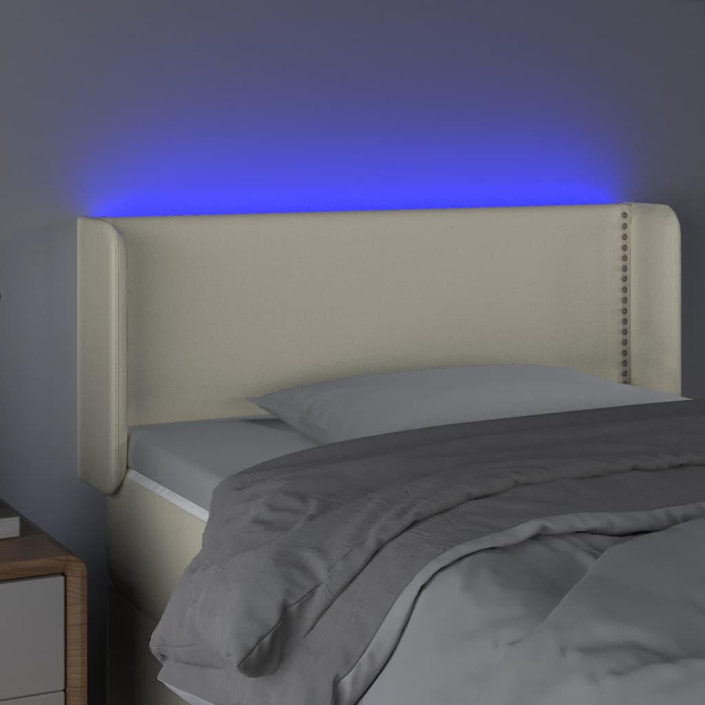 Cabeceira de cama c/ LED 103x16x78/88 cm couro artificial crème