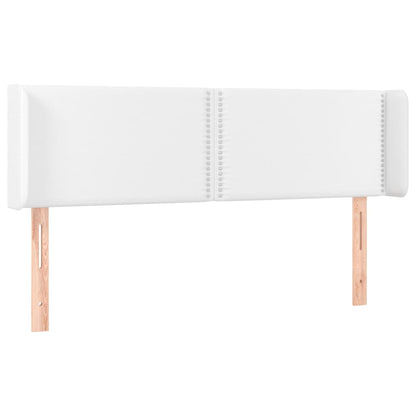 Cabeceira de cama c/ LED couro artificial 147x16x78/88cm branco