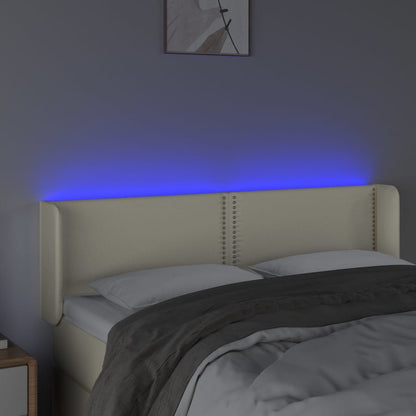 Cabeceira de cama c/ LED 147x16x78/88 cm couro artificial crème