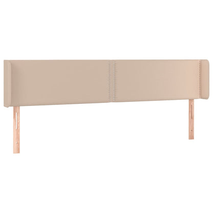 Cabeceira cama LED couro artificial 183x16x78/88 cm cappuccino