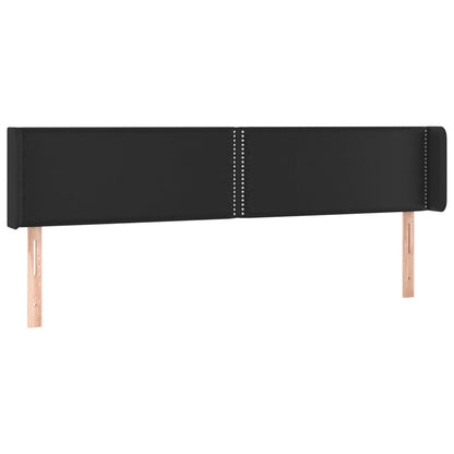 Cabeceira de cama c/ LED couro artificial 203x16x78/88 cm preto