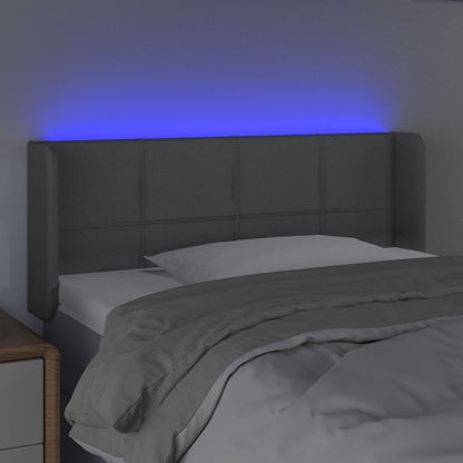 Cabeceira cama c/ luzes LED tecido 103x16x78/88 cm cinza-claro