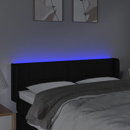 Cabeceira de cama c/ luzes LED tecido 147x16x78/88 cm preto