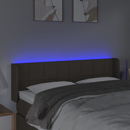 Cabeceira de cama c/ luzes LED 147x16x78/88cm cinza-acastanhado