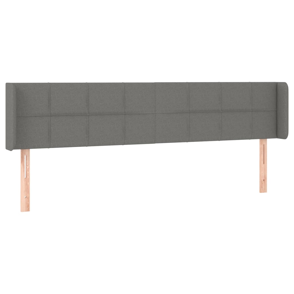 Cabeceira cama c/ luzes LED tecido 163x16x78/88cm cinza-escuro