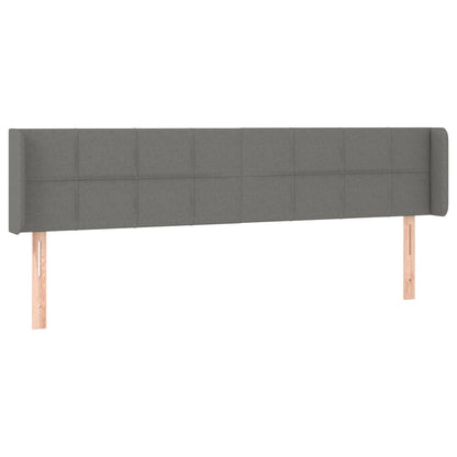 Cabeceira cama c/ luzes LED tecido 163x16x78/88cm cinza-escuro