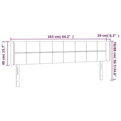 Cabeceira cama c/ luzes LED tecido 163x16x78/88cm cinza-escuro