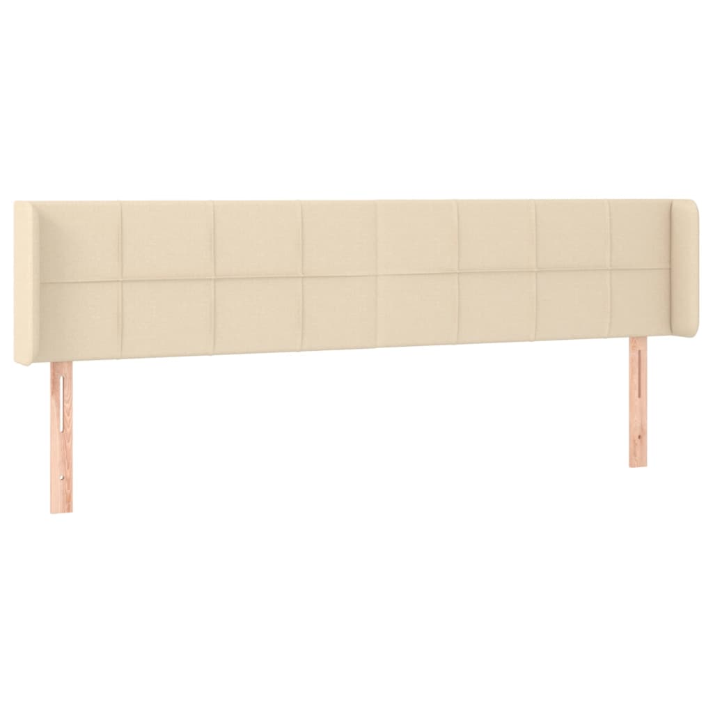 Cabeceira de cama c/ luzes LED tecido 203x16x78/88 cm cor creme