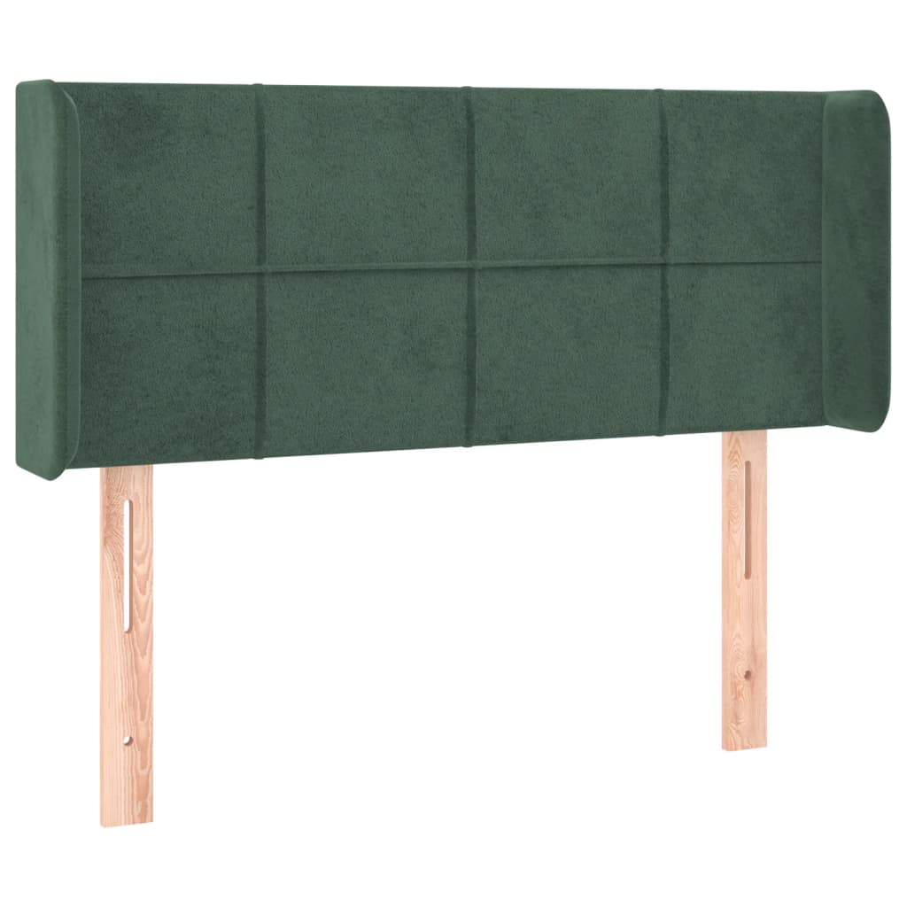 Cabeceira cama c/ luzes LED veludo 83x16x78/88 cm verde-escuro