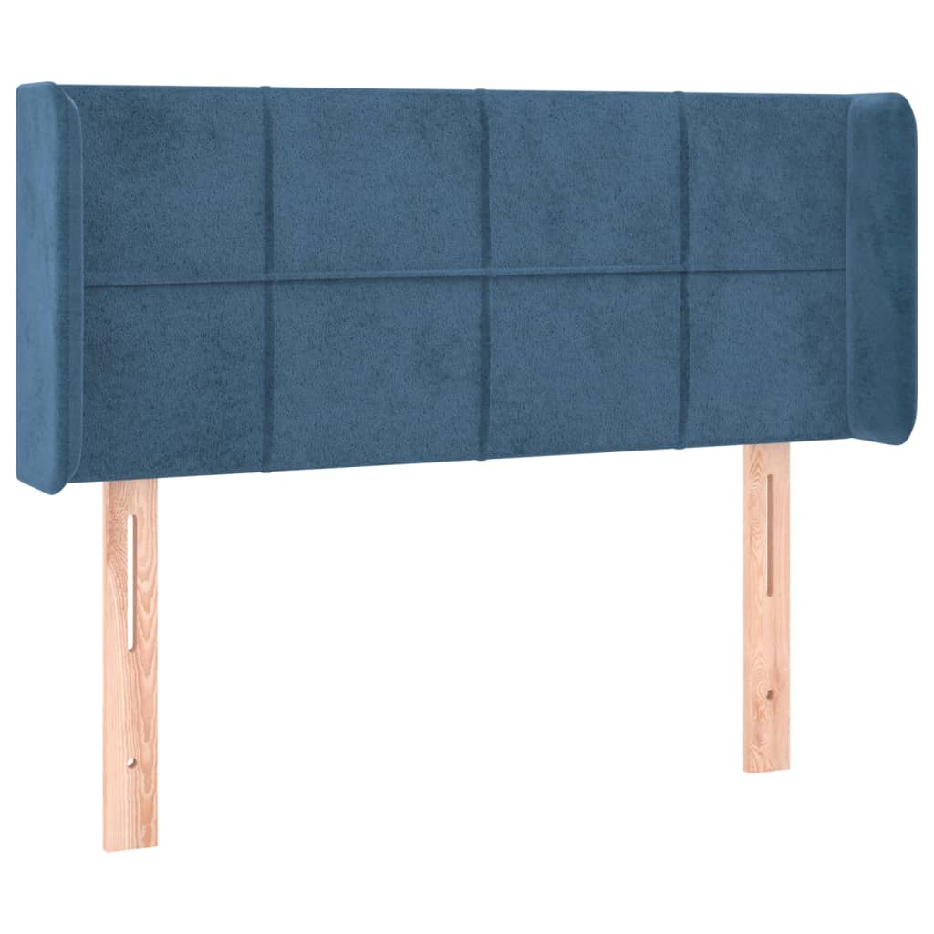 Cabeceira de cama c/ luzes LED veludo 83x16x78/88cm azul-escuro