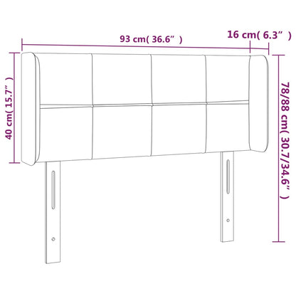 Cabeceira de cama c/ luzes LED veludo 93x16x78/88 cm preto