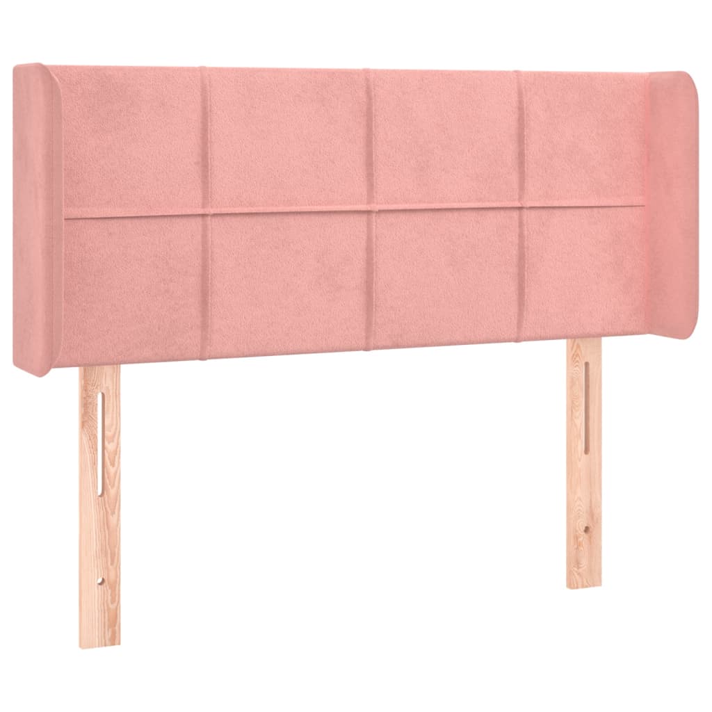 Cabeceira de cama c/ luzes LED veludo 93x16x78/88 cm rosa