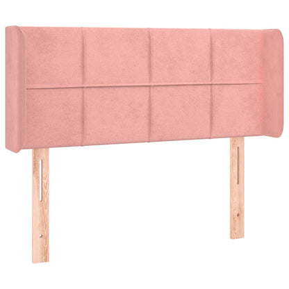 Cabeceira de cama c/ luzes LED veludo 93x16x78/88 cm rosa