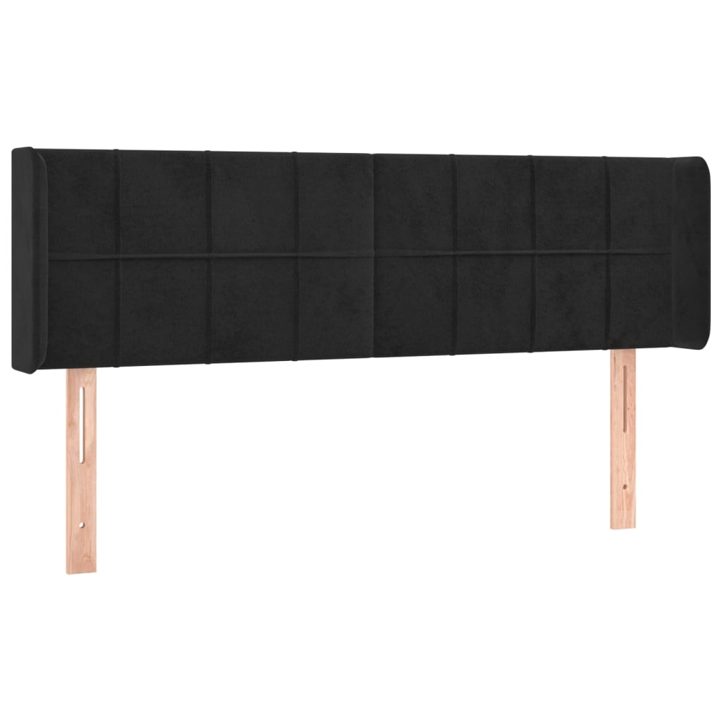 Cabeceira de cama c/ luzes LED veludo 147x16x78/88 cm preto