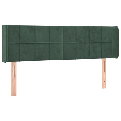 Cabeceira cama c/ luzes LED veludo 147x16x78/88 cm verde-escuro