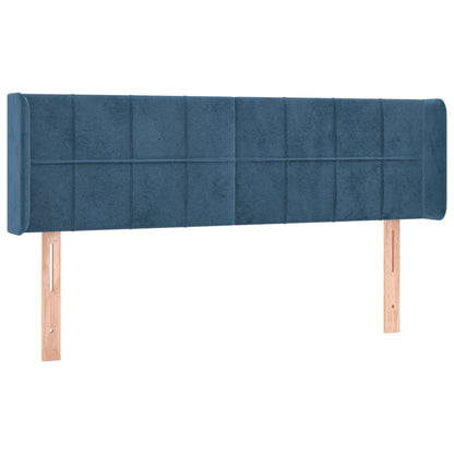 Cabeceira cama c/ luzes LED veludo 147x16x78/88 cm azul-escuro