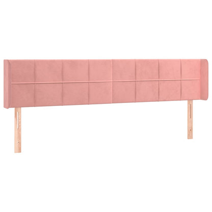 Cabeceira de cama c/ luzes LED veludo 163x16x78/88 cm rosa