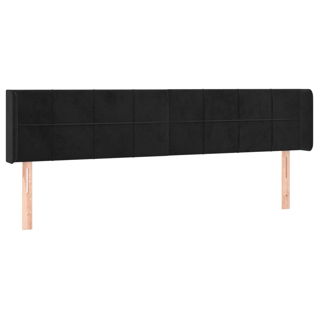 Cabeceira de cama c/ luzes LED veludo 203x16x78/88 cm preto