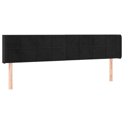 Cabeceira de cama c/ luzes LED veludo 203x16x78/88 cm preto