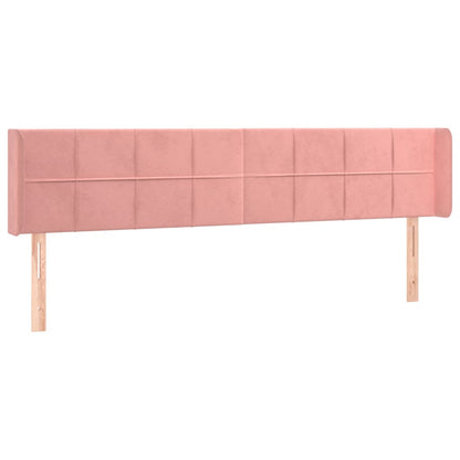 Cabeceira de cama c/ luzes LED veludo 203x16x78/88 cm rosa