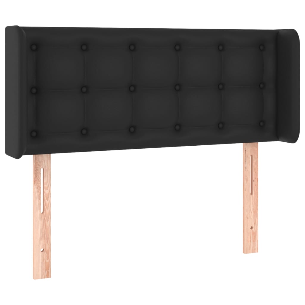 Cabeceira de cama c/ LED couro artificial 83x16x78/88 cm preto