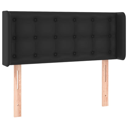 Cabeceira de cama c/ LED couro artificial 83x16x78/88 cm preto