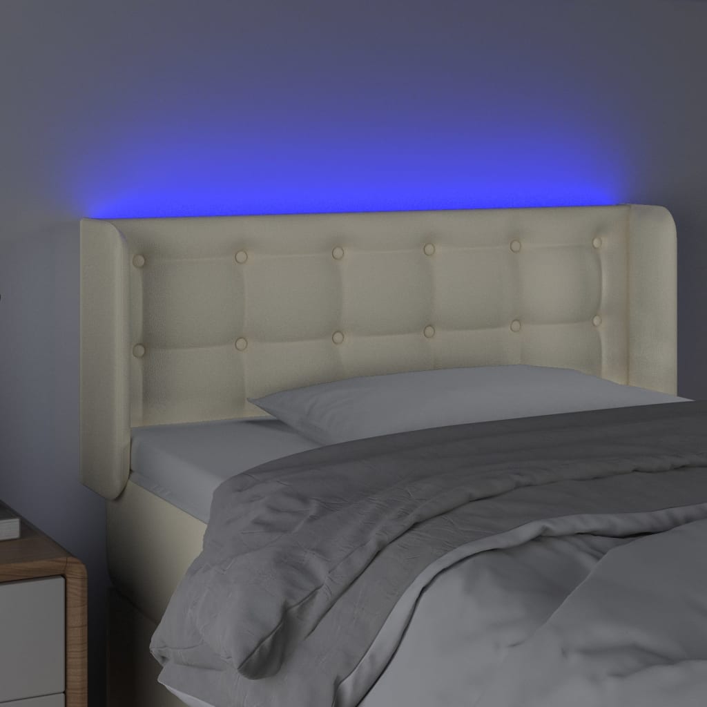 Cabeceira de cama c/ LED 83x16x78/88 cm couro artificial crème