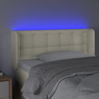 Cabeceira de cama c/ LED 83x16x78/88 cm couro artificial crème